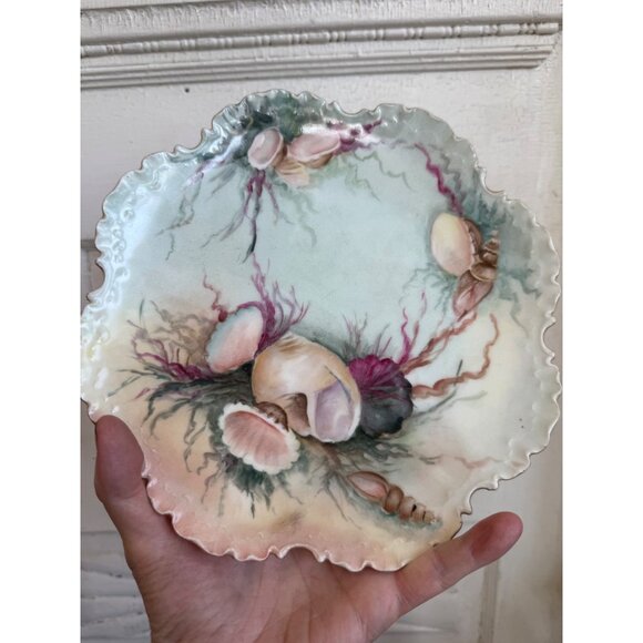Antique 1910s Rosenthal Monbijou Hand-Painted Seashells Coral Porcelain Plate 9" - Picture 9 of 11